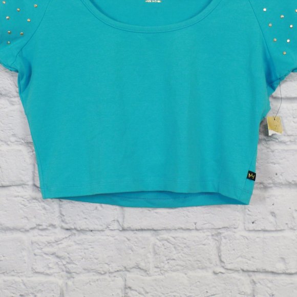 NICKI MINAJ Gold Studded Cropped Top Tee Shirt L - Picture 3 of 10